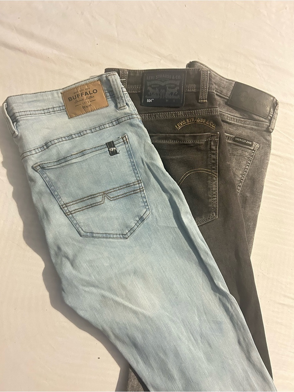 Men’s Designer Slim Jeans Bundle – Levi’s, CK & Buffalo David Bitton – W32/L32